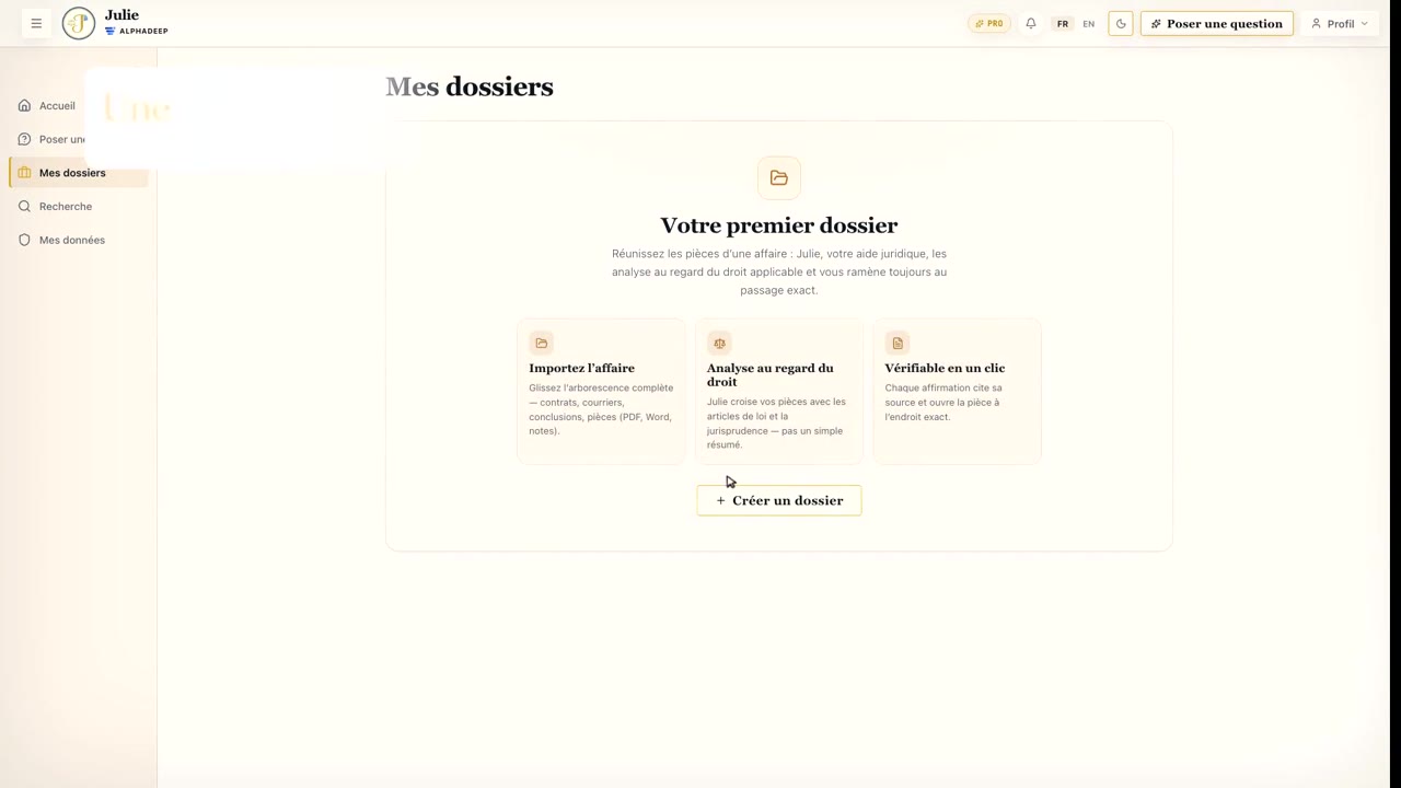 Aperçu vidéo — comment Julie analyse une question juridique
