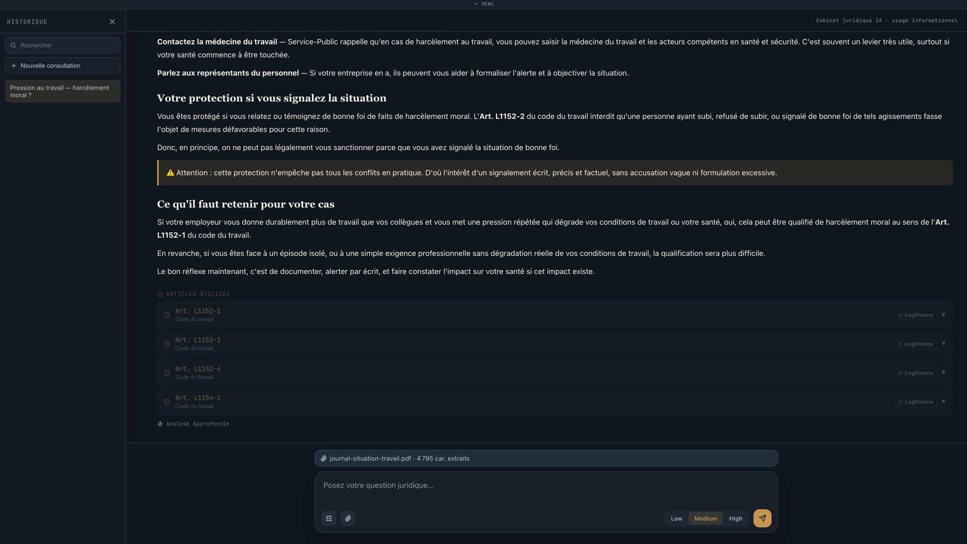 Aperçu vidéo — comment Julie analyse une question juridique