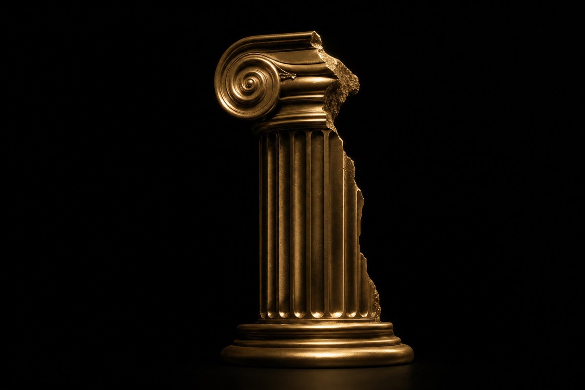 Fragment de colonne dorée, symbole de la profession du droit