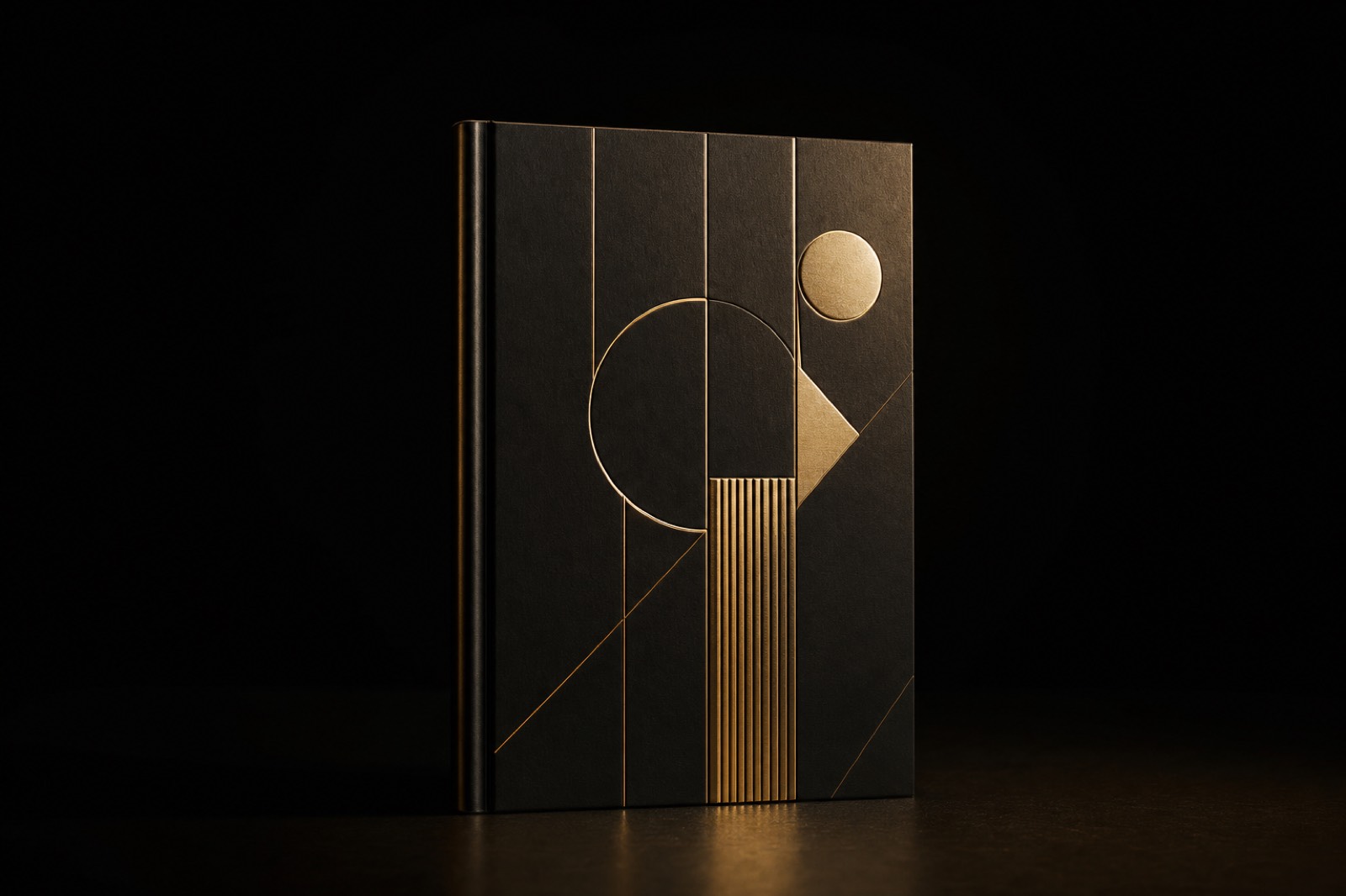 Couverture de rapport noire à motifs d'or embossés — l'IA dans le droit