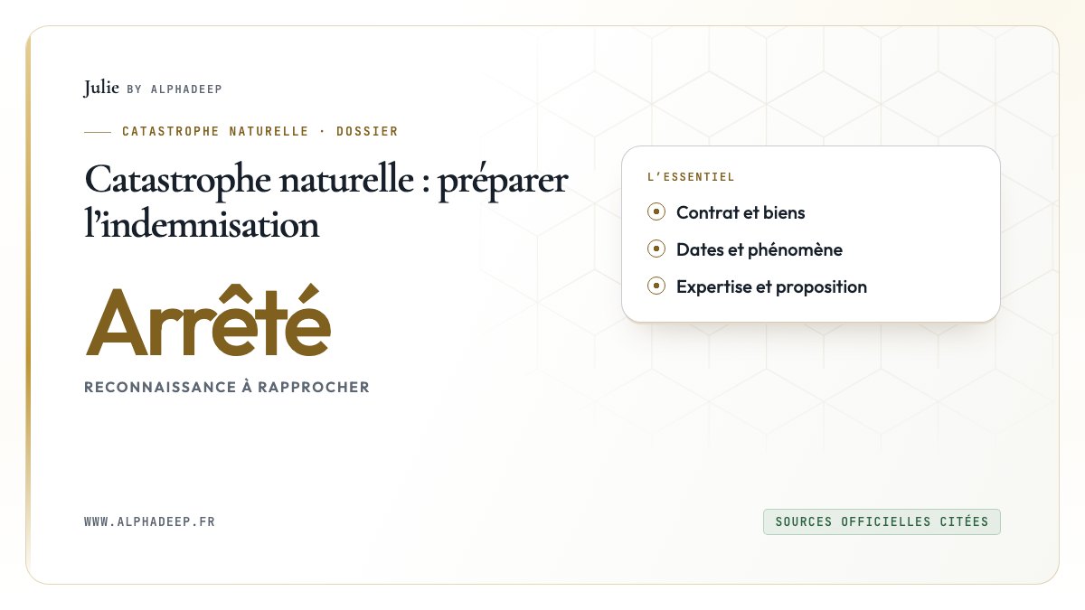 Catastrophe naturelle : préparer l’indemnisation: Contrat et biens, Dates et phénomène, Expertise et proposition