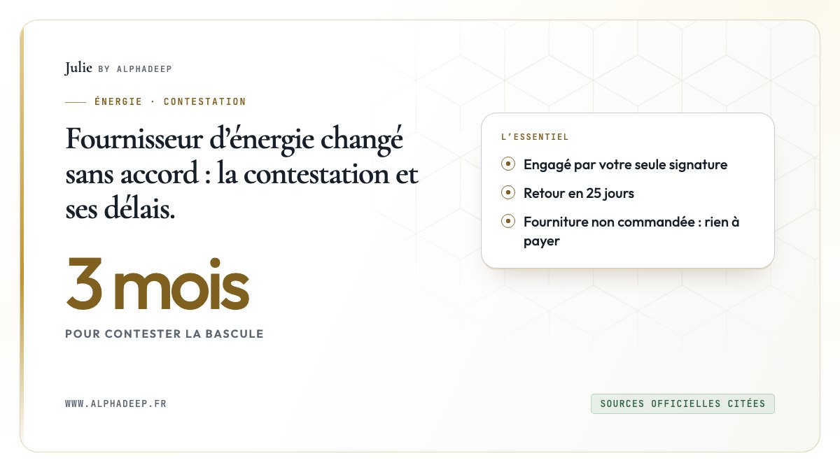 Schéma : contestation écrite dans les 3 mois, retour au contrat initial en 25 jours, puis médiateur.