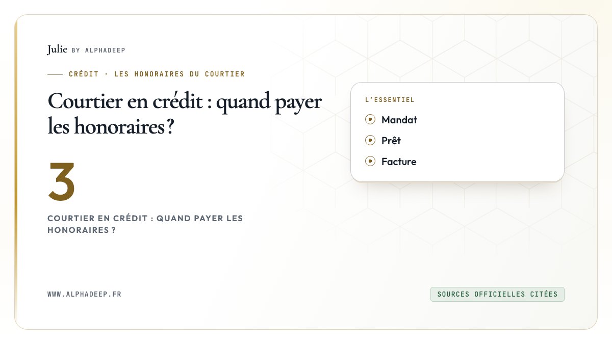 Courtier en crédit : quand payer les honoraires ?: Mandat, Prêt, Facture
