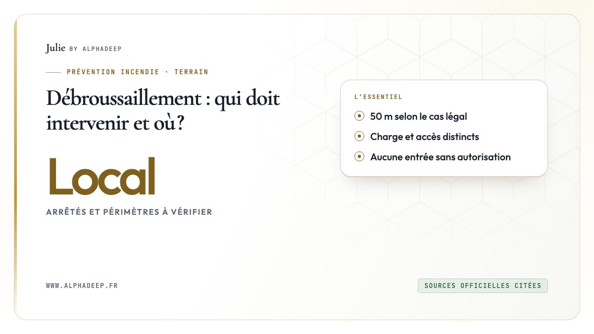 Débroussaillement : qui doit intervenir et où ?: 50 m selon le cas légal, Charge et accès distincts, Aucune entrée sans autorisation