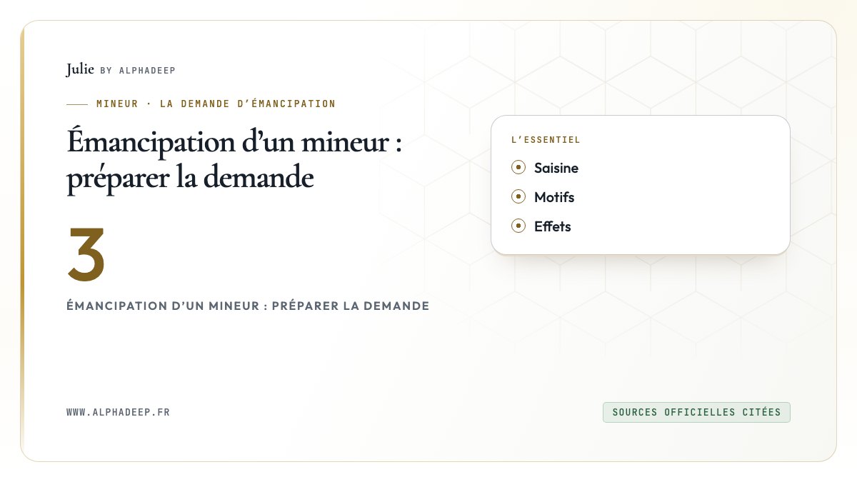 Émancipation d’un mineur : préparer la demande: Saisine, Motifs, Effets