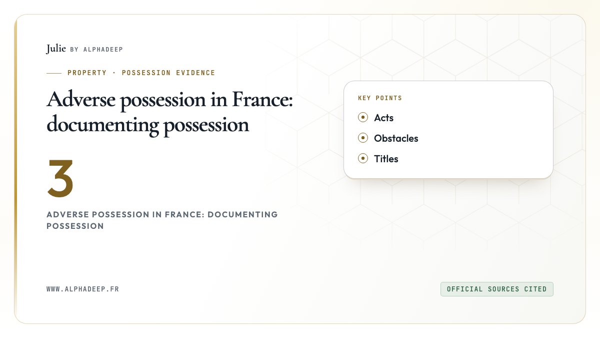 Adverse possession in France: documenting possession: Acts, Obstacles, Titles