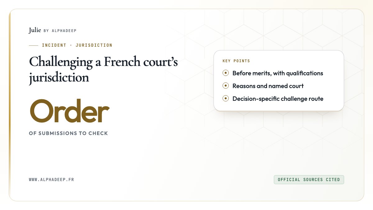 Jurisdiction objection: chronology, reasons and requested receiving court.