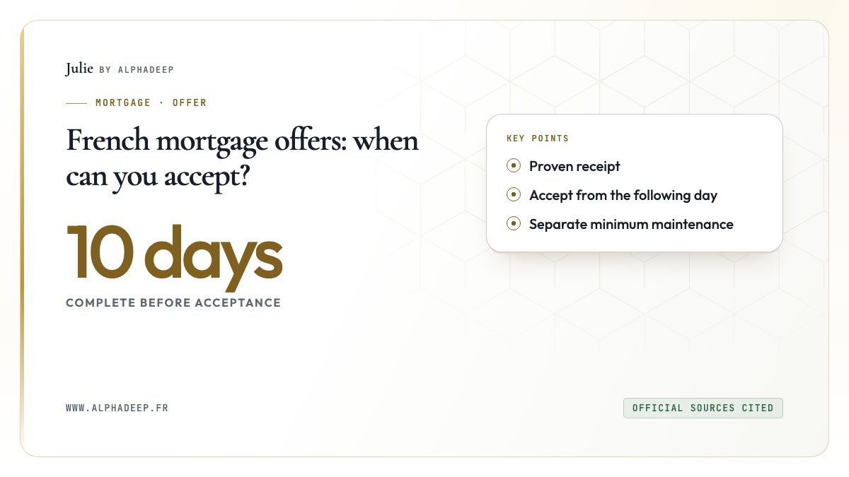 French mortgage offers: when can you accept?: Proven receipt, Accept from the following day, Separate minimum maintenance