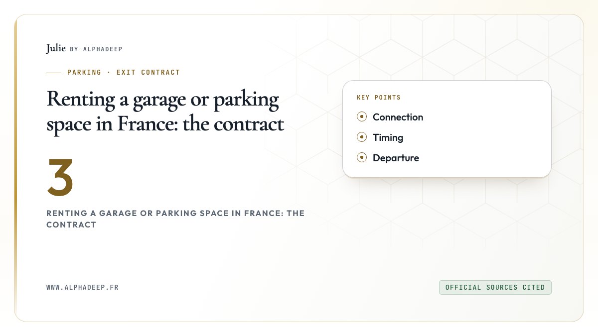 Renting a garage or parking space in France: the contract: Connection, Timing, Departure
