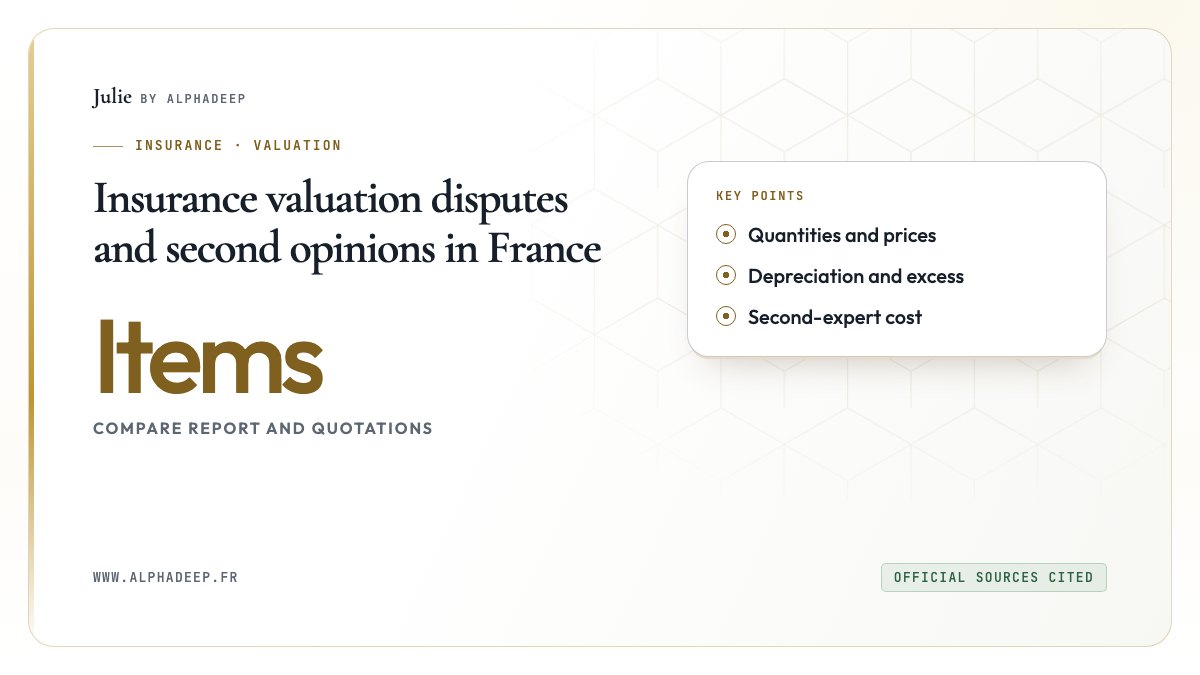 Insurance valuation disputes and second opinions in France: Quantities and prices, Depreciation and excess, Second-expert cost