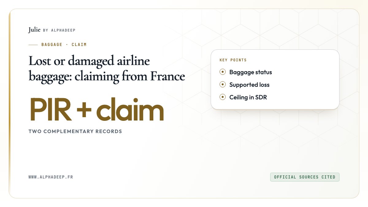 Lost or damaged airline baggage: claiming from France: Baggage status, Supported loss, Ceiling in SDR