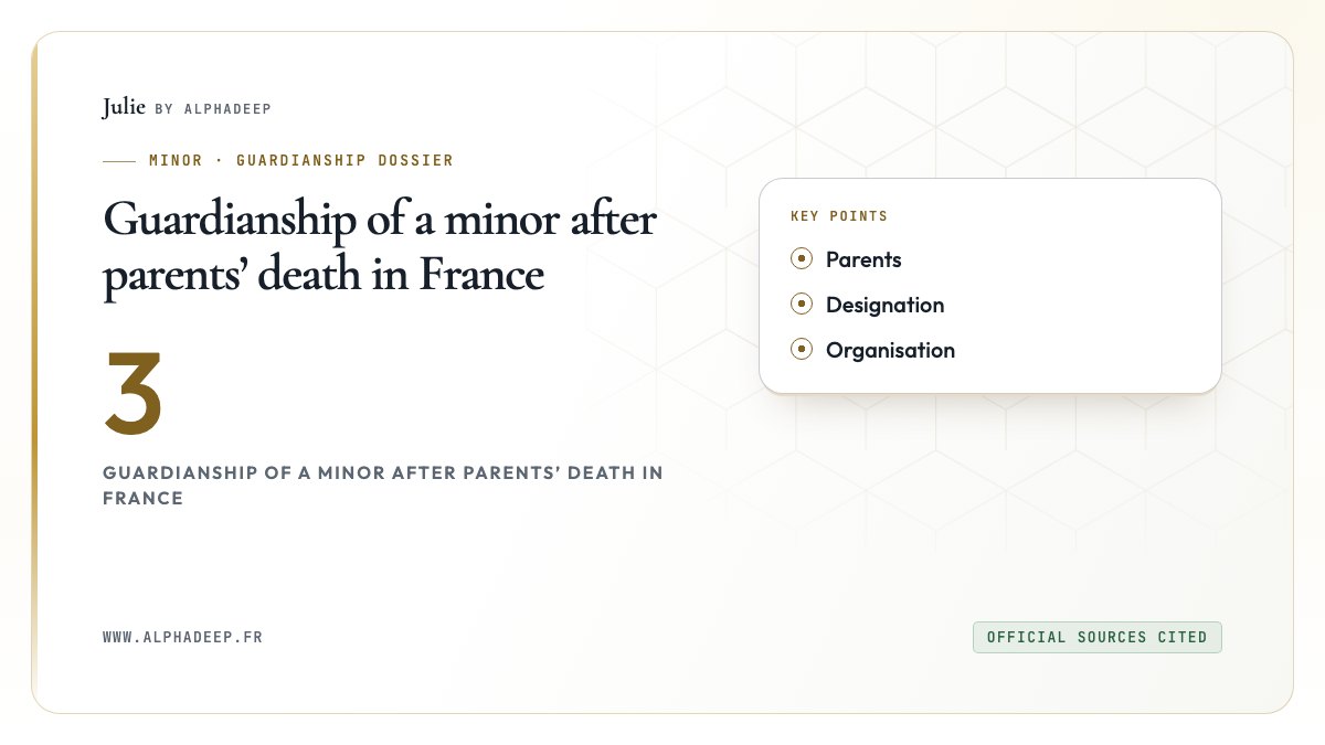 Guardianship of a minor after parents’ death in France: Parents, Designation, Organisation
