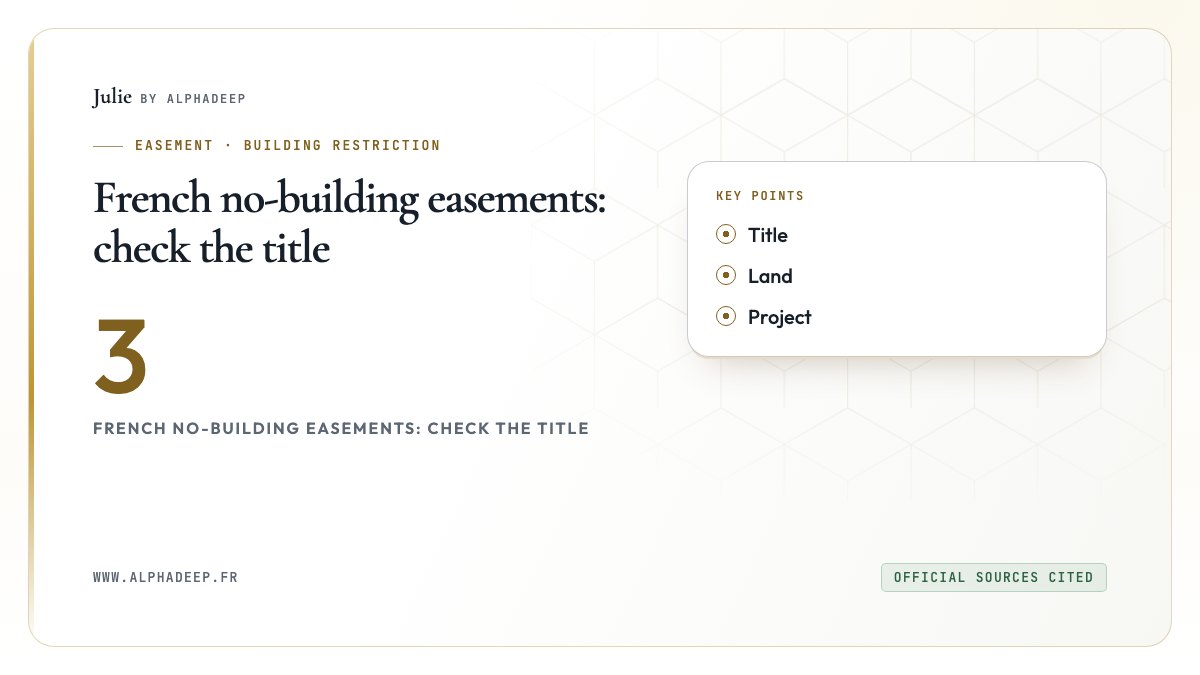 French no-building easements: check the title: Title, Land, Project