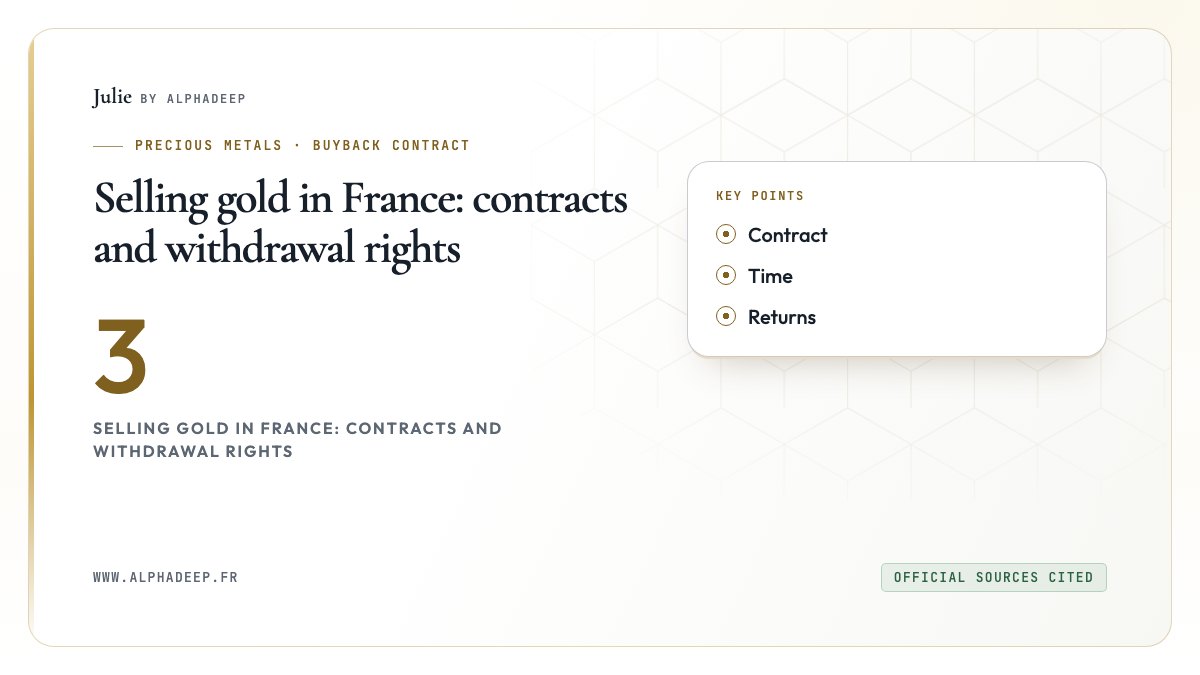 Selling gold in France: contracts and withdrawal rights: Contract, Time, Returns