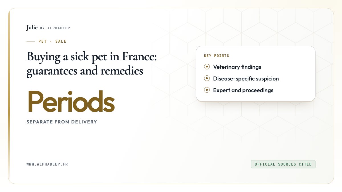 Buying a sick pet in France: guarantees and remedies: Veterinary findings, Disease-specific suspicion, Expert and proceedings