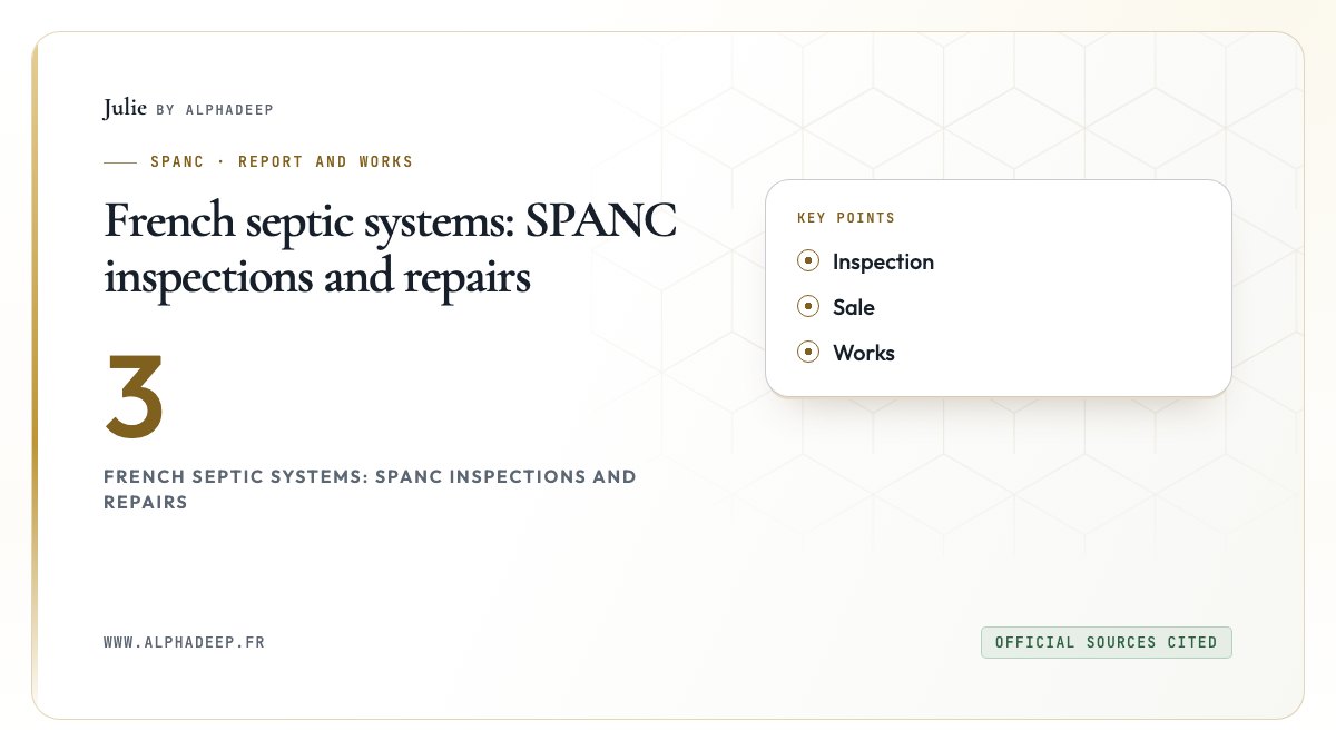 French septic systems: SPANC inspections and repairs: Inspection, Sale, Works