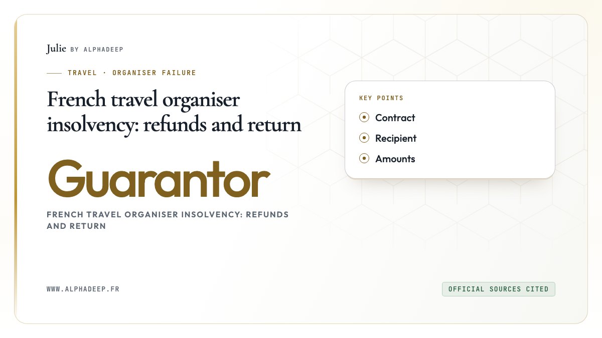 French travel organiser insolvency: refunds and return: Contract, Recipient, Amounts