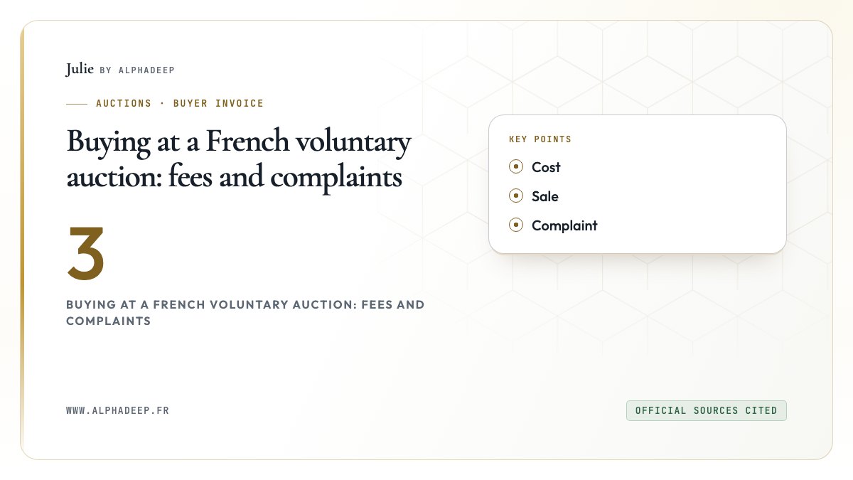 Buying at a French voluntary auction: fees and complaints: Cost, Sale, Complaint
