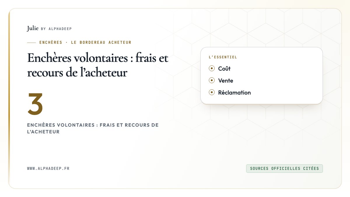Enchères volontaires : frais et recours de l’acheteur: Coût, Vente, Réclamation