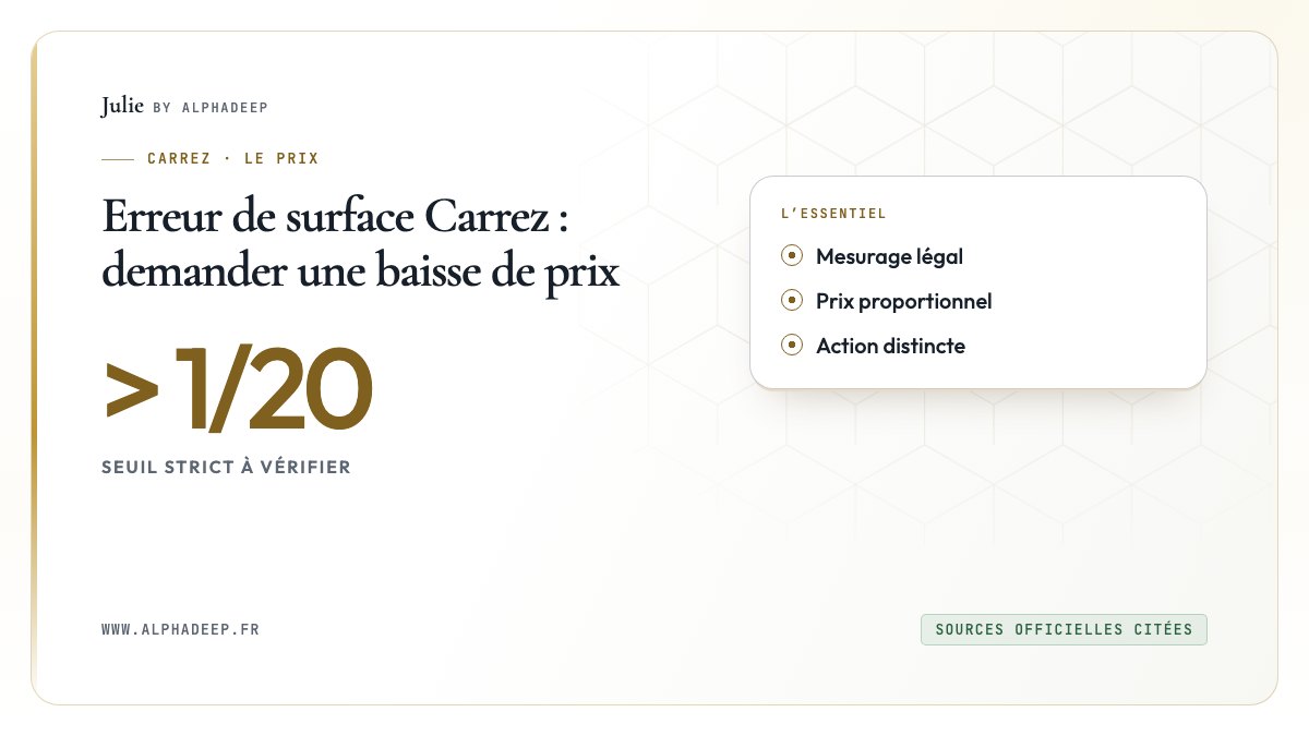 Erreur de surface Carrez : demander une baisse de prix: Mesurage légal, Prix proportionnel, Action distincte