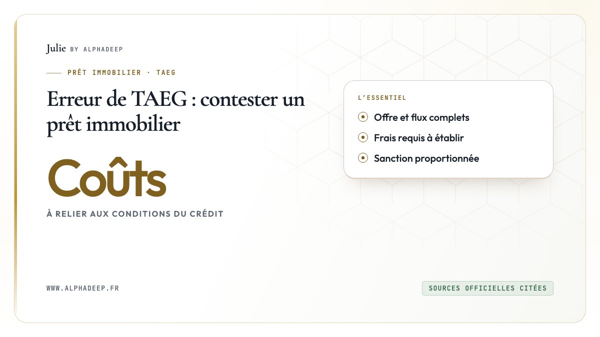 Erreur de TAEG : contester un prêt immobilier: Offre et flux complets, Frais requis à établir, Sanction proportionnée