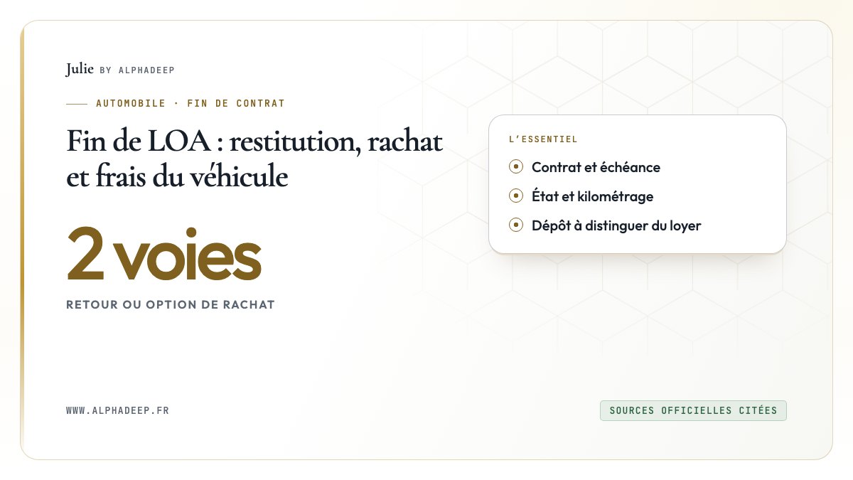 Fin de LOA : restitution, rachat et frais du véhicule: Contrat et échéance, État et kilométrage, Dépôt à distinguer du loyer
