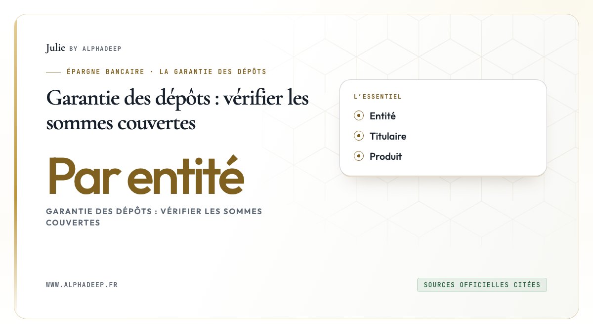 Garantie des dépôts : vérifier les sommes couvertes: Entité, Titulaire, Produit