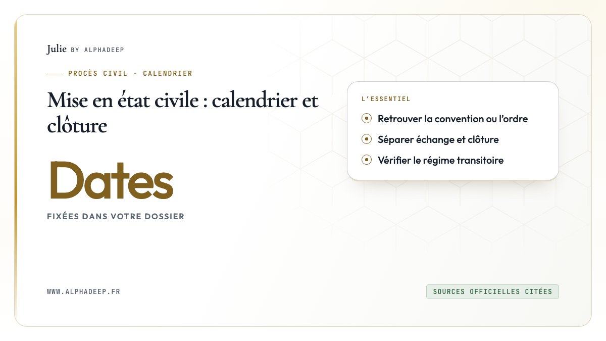 Calendrier : échanges, clôture et plaidoiries sont trois étapes distinctes.