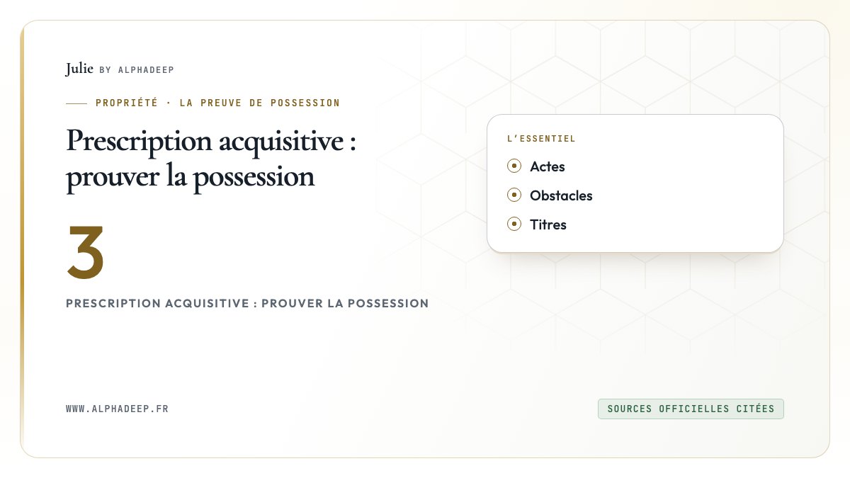 Prescription acquisitive : prouver la possession: Actes, Obstacles, Titres