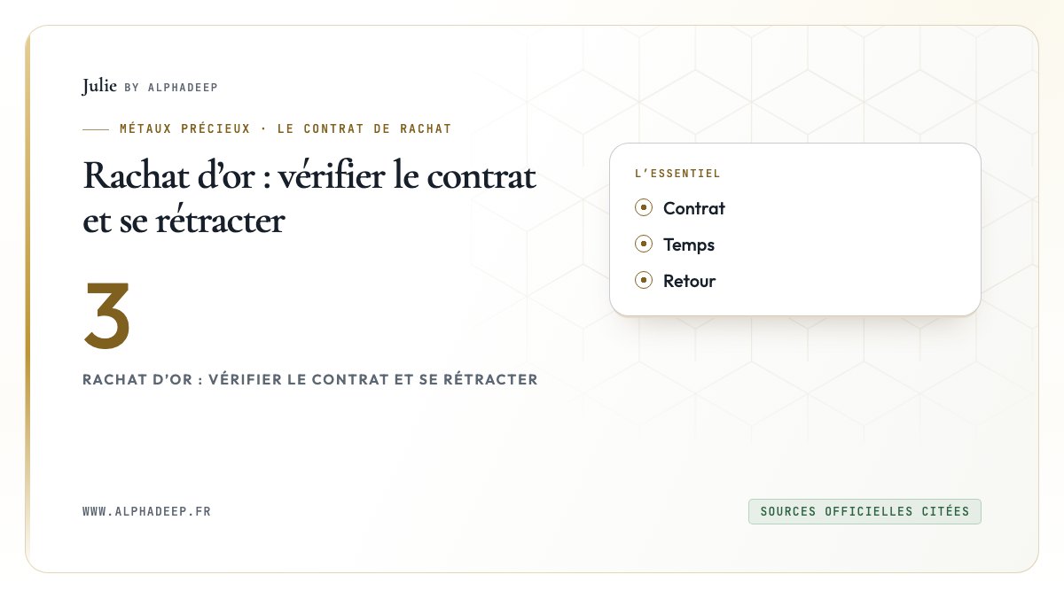 Rachat d’or : vérifier le contrat et se rétracter: Contrat, Temps, Retour