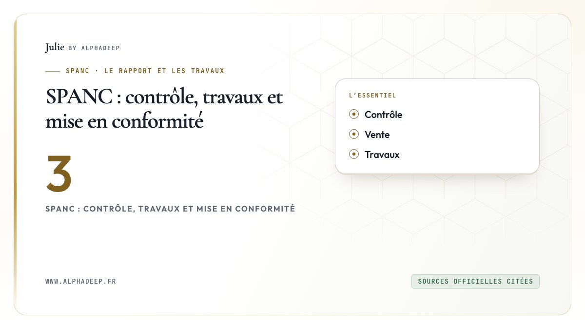 SPANC : contrôle, travaux et mise en conformité: Contrôle, Vente, Travaux