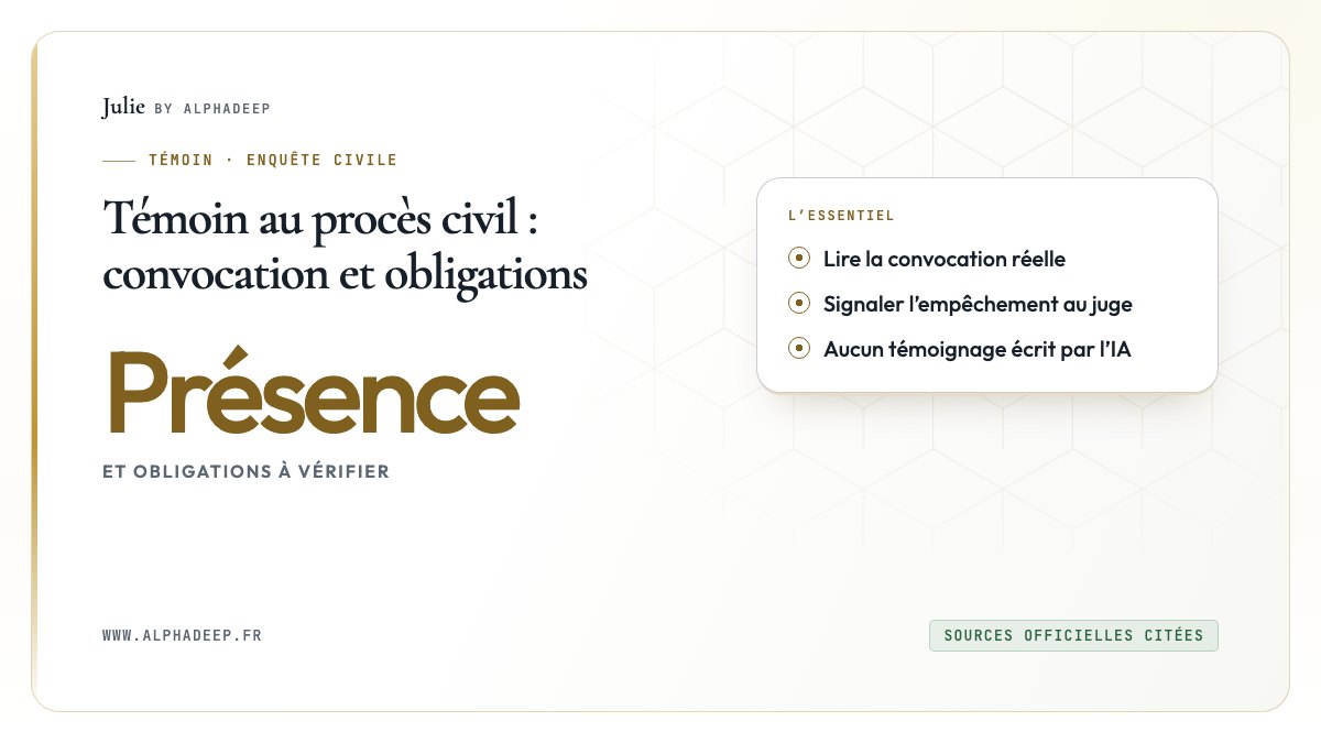 Préparation d’une convocation civile : date, présence et liens avec les parties.