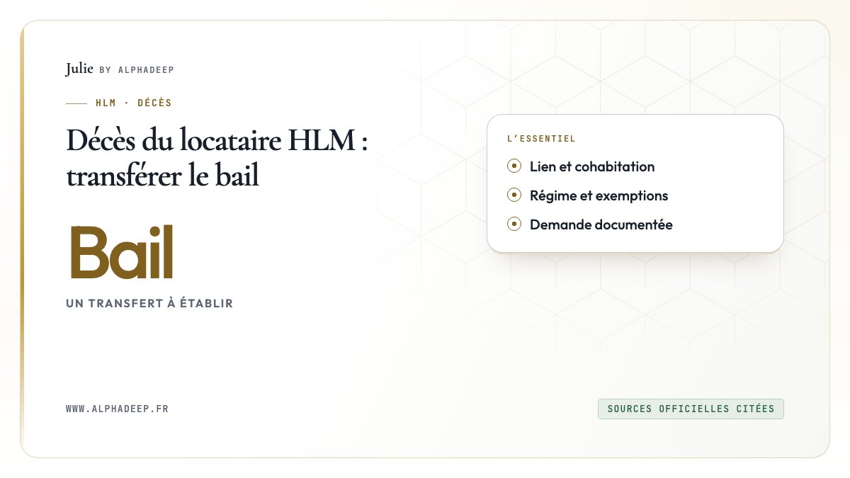 Décès du locataire HLM : transférer le bail: Lien et cohabitation, Régime et exemptions, Demande documentée