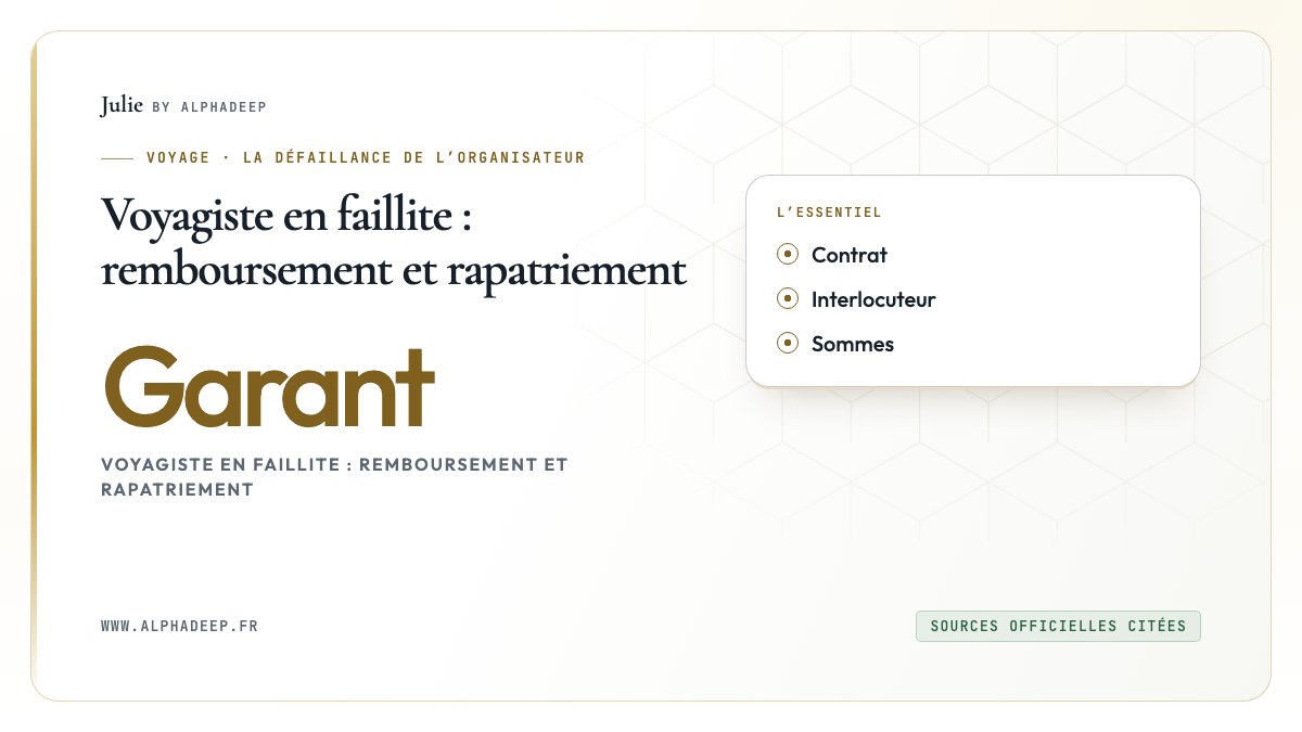 Voyagiste en faillite : remboursement et rapatriement: Contrat, Interlocuteur, Sommes